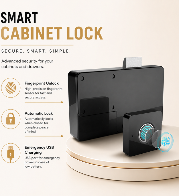 Technixia Smart Fingerprint Cabinet Lock with USB Emergency Charging